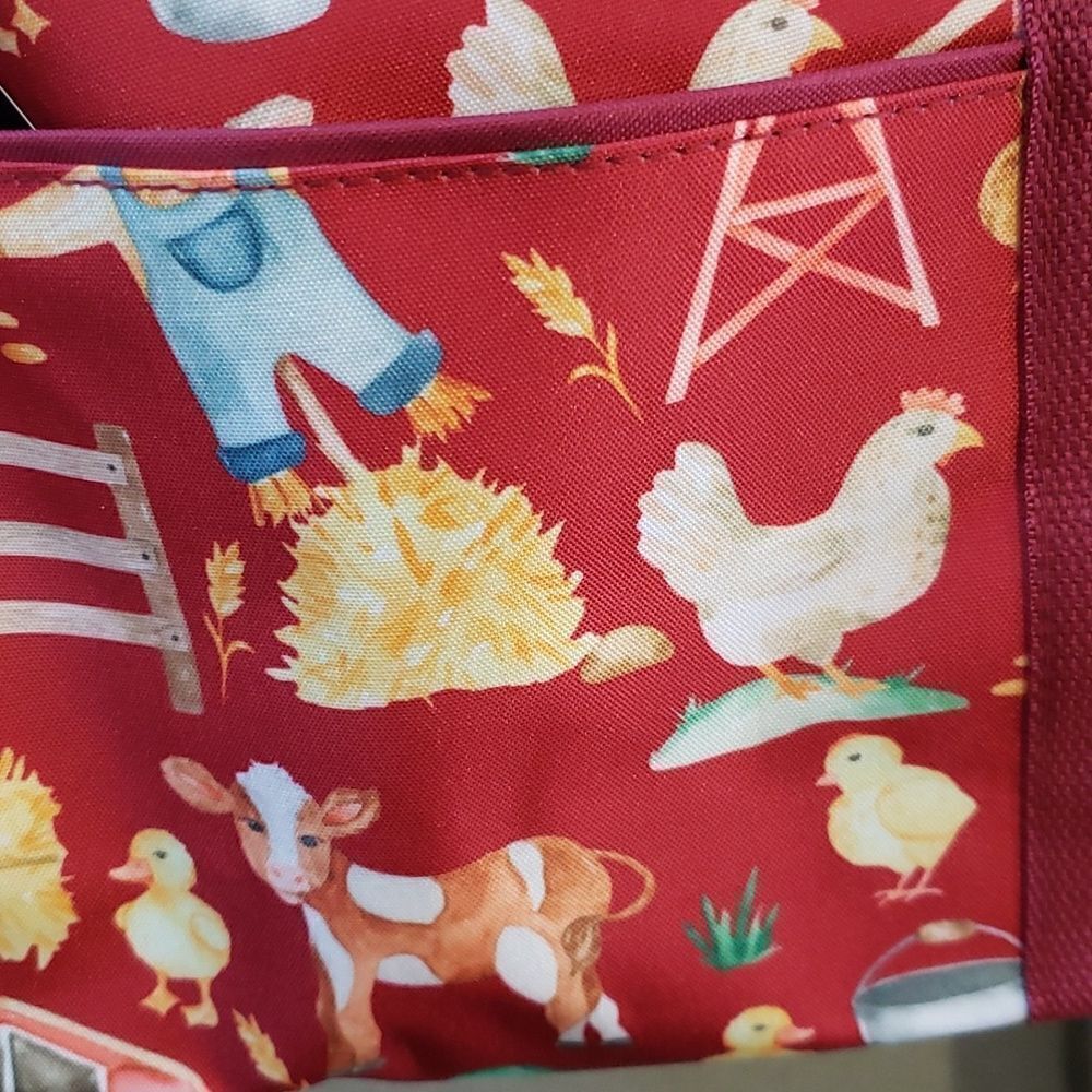 Cute Canvas Farm Animal Duffle Bag -  20" x 9" and 12" High - Picture 5 of 7